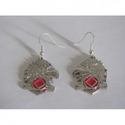 Eagle Ear Rings Silver & Red
