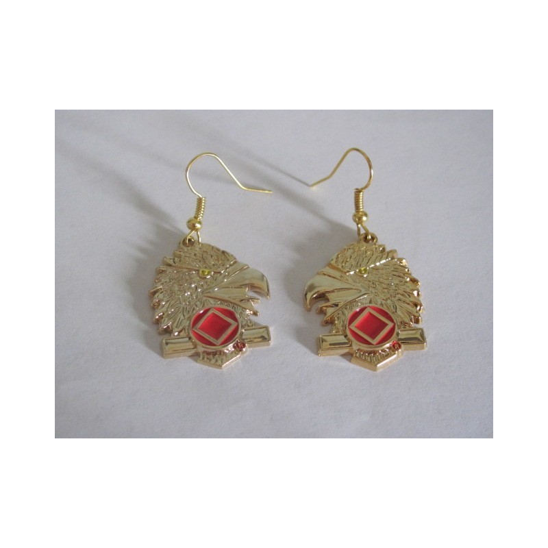 Eagle Ear Rings Gold & Red