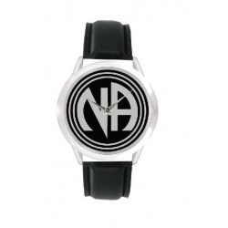 Womens Silver and Black Watch with the NA Symbol