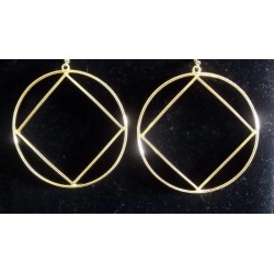 14k gold plated hoop earrings with NA Service Symbol 4 inches