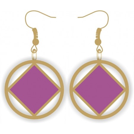 Gold and Purple NA Service Symbol Earrings