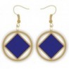 Gold and Blue NA Service Symbol Earrings 1 inch
