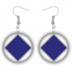 Silver and Blue NA Service Symbol Earrings 1 inch