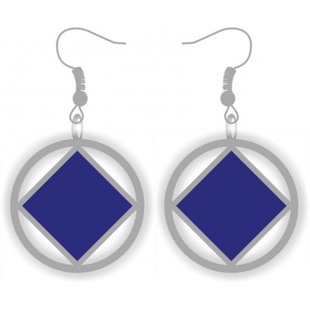 Silver and Blue NA Service Symbol Earrings 1 inch