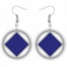 Silver and Blue NA Service Symbol Earrings 1 inch