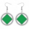 Silver and Green NA Service Symbol Earrings 1 inch