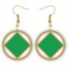 Gold and Green NA Service Symbol Earrings 1 inch