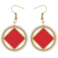 Gold and Red NA Service Symbol Earrings 1 inch