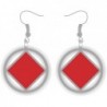 Silver and Red NA Service Symbol Earrings 1 inch