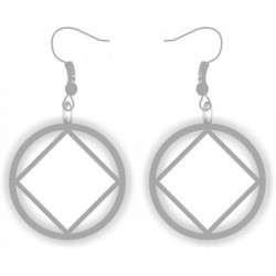 Silver and White NA Service Symbol Earrings 1 inch