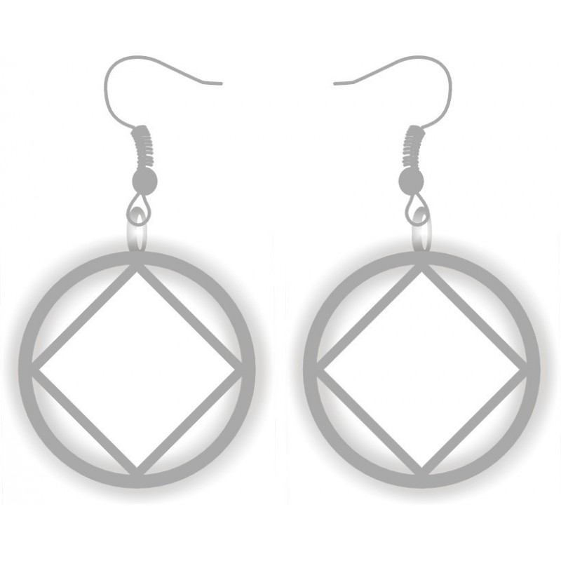 Silver and White NA Service Symbol Earrings 1 inch