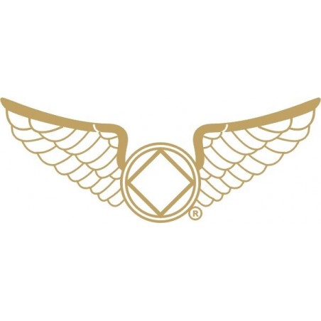 NEW 1.25 Inch Wings Pin in Pewter - White Enamel & Gold Trim