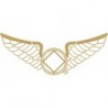 NEW 1.25 Inch Wings Pin in Pewter - White Enamel & Gold Trim