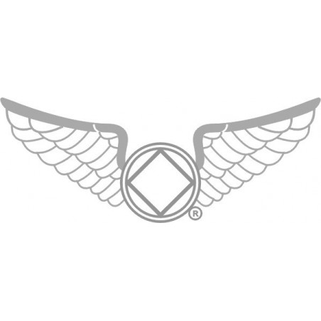 NEW 1.25 Inch Wings Pin in Pewter - White Enamel & Silver Trim