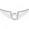 NEW 1.25 Inch Wings Pin in Pewter - White Enamel & Silver Trim