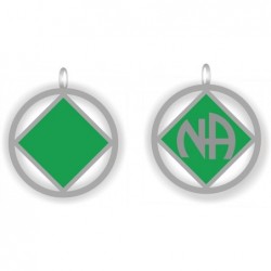 Silver and Green Double Sided Key Tag 1 Inch