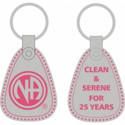 Silver and Pink Clean and Serene 25 Years Key Tag