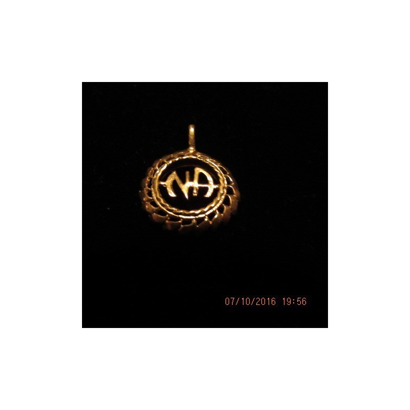 18K EP Gold Medium NA Pendant With Boarder