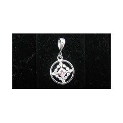 Small NA Service Pendant with Pink Sapphire Gemstone .925 Silver