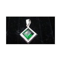 Medium Pendant with Green Gemstone .925 Silver