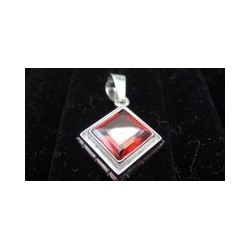 Medium Pendant with Red Gemstone .925 Silver