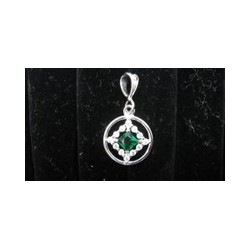 Small Service Pendant with Green Gemstone .925 Silver