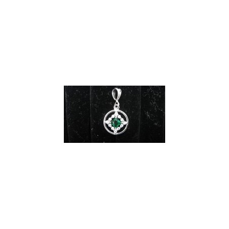 Small Service Pendant with Green Gemstone .925 Silver