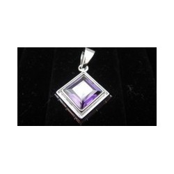 Medium Pendant with Purple Gemstone .925 Silver