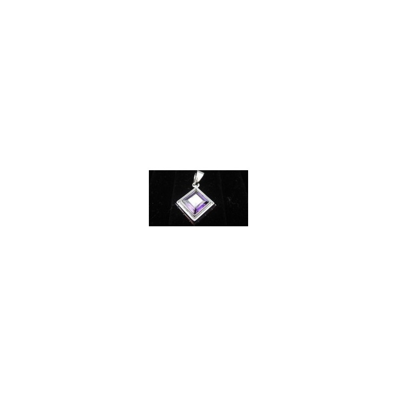 Medium Pendant with Purple Gemstone .925 Silver