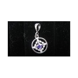 Small Service Pendant with Amythest Gemstone .925 Silver
