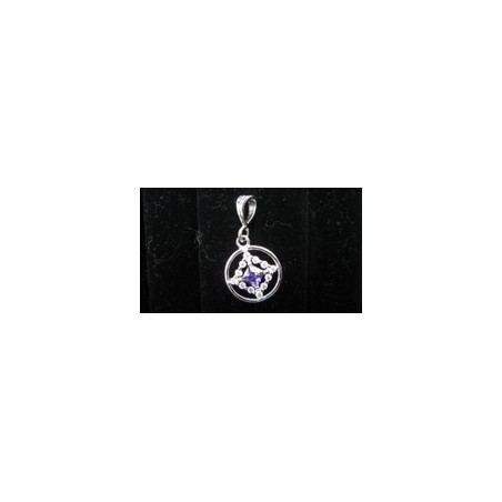 Small Service Pendant with Amythest Gemstone .925 Silver