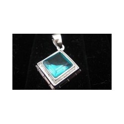 Medium Pendant with Blue Gemstone .925 Silver