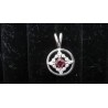 Small Service Pendant with Red Gemstone .925 Silver