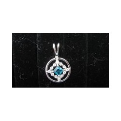 Small Service Pendant with London Topaz Gemstone .925 Silver