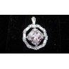 Medium Service Pendant with Circle CZ and Pink Sapphire Gemstone .925 Silver