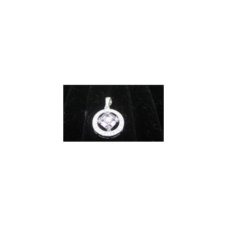 Small Service Pendant With CZ and Pink Sapphire Gemstone