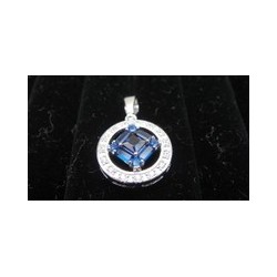 Small Service Pendant With CZ and Blue Sapphire Gemstone