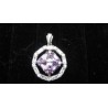 Medium Service Pendant with Circle CZ and Amythest Gemstone .925 Silver