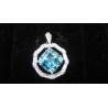 Medium Service Pendant with Circle CZ and Blue Topaz Gemstone .925 Silver