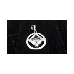 Medium Service Pendant with CZ and Amethyst .925 Silver