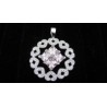 Large Hearts Service Pendant with CZ and Pink Sapphire .925 Silver
