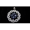 Large Hearts Service Pendant with CZ and Blue Sapphire .925 Silver