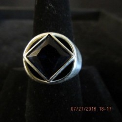 Men's Service Ring with Blue Sapphire .925 Silver
