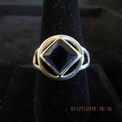 Women's Service Ring .925 Silver with Blue Sapphire