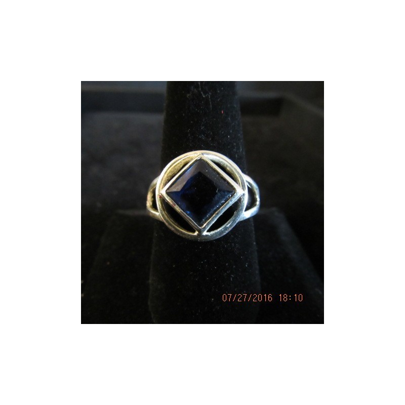 Women's Service Ring .925 Silver with Blue Sapphire