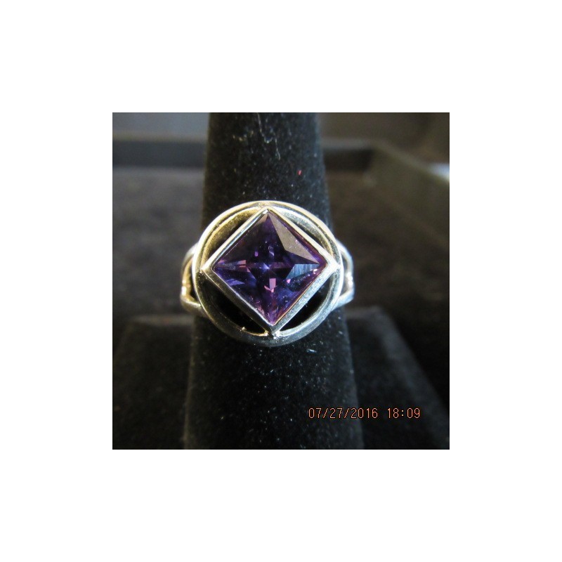 Womens Service Ring .925 Silver with Purple Amethyst