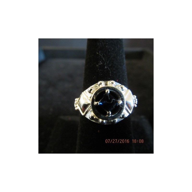 Bumps Service Ring With Blue Sapphire .925 Silver