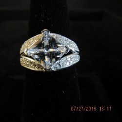 Married to NA Ring with Large CZ and studded with CZ all around .925