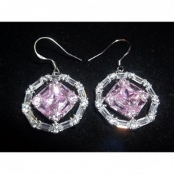Large Service Symbol .925 Silver Earrings with CZ and Pink Sapphires