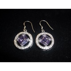 Medium Service .925 Earrings with CZ and Purple Amethyst